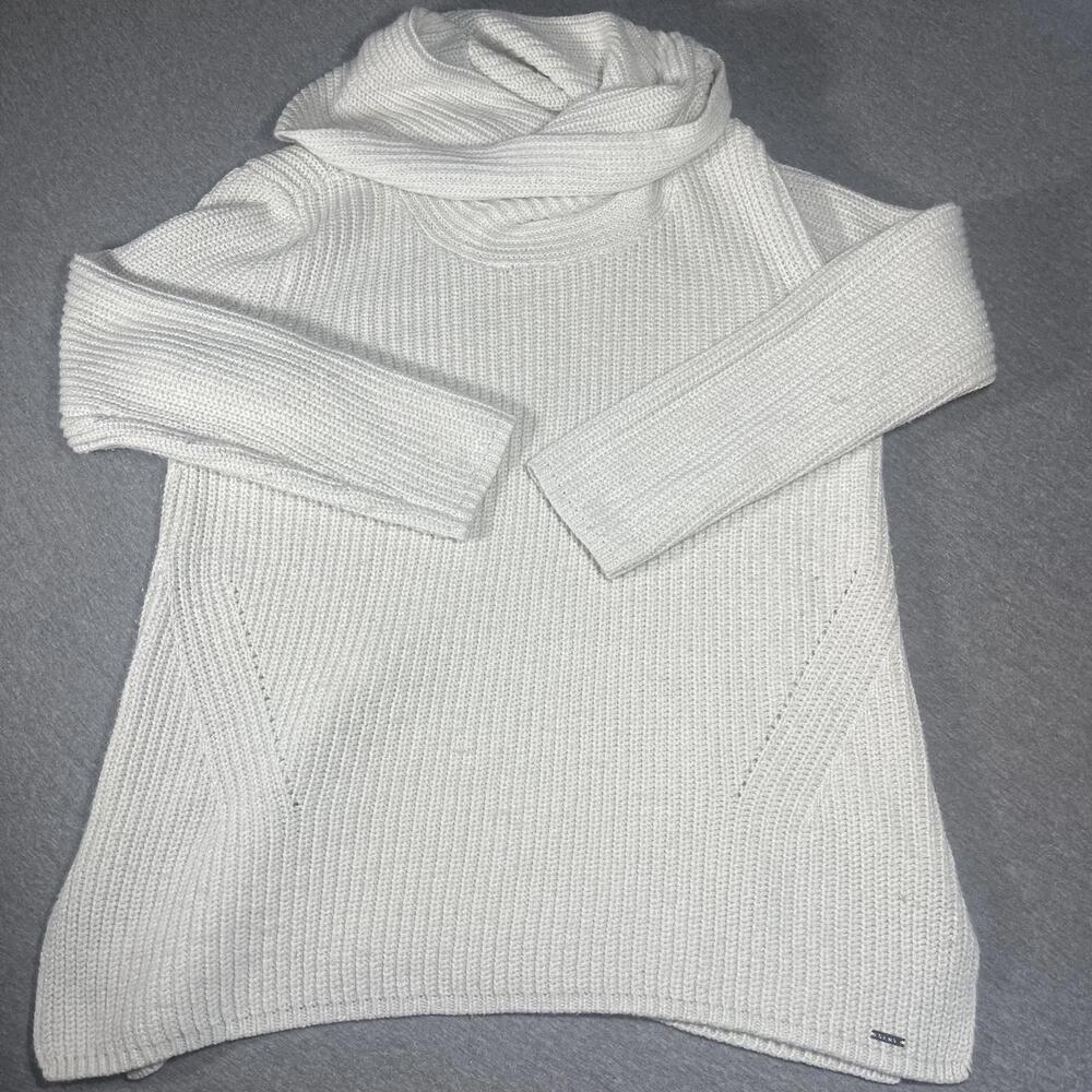 DKNY Donna Karen New York Women's Medium White Cowl Neck Sweater Turtleneck